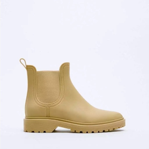 NWT Zara Camel Brown Ankle Rain Boots size 38 (runs large-fits US women 8) - Picture 3 of 12